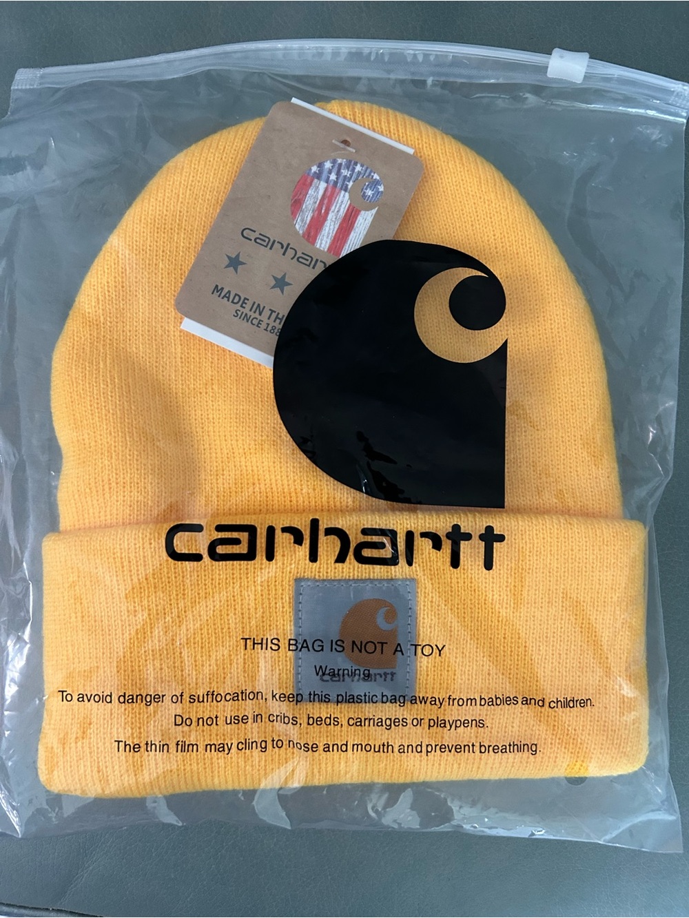 Carhartt Kids Beanie Hat in Bright Yellow